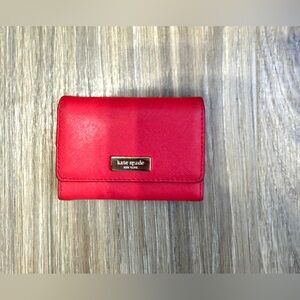 Kate Spade New York Red Saffiano Leather Business Card Holder